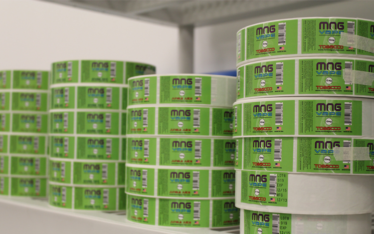 E-liquid roll labels